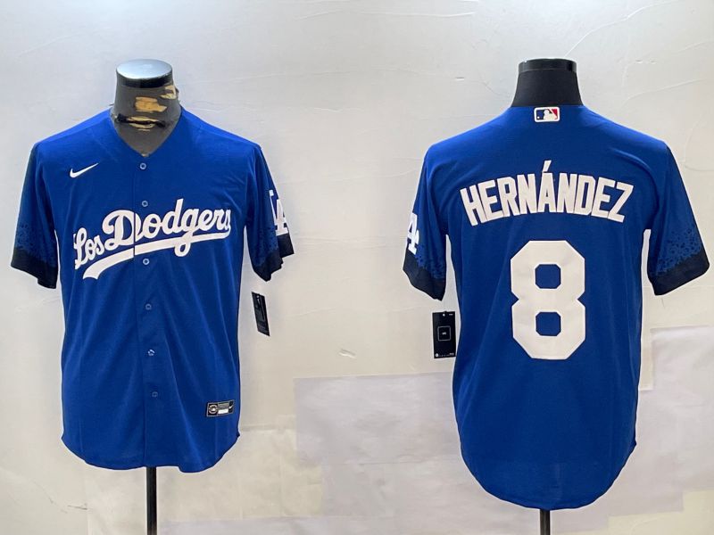Men Los Angeles Dodgers 8 Hernandez Blue Game 2024 Nike MLB Jersey style 1121
